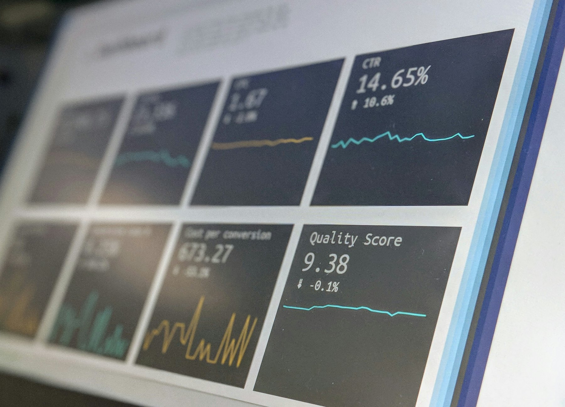 A close view of a metrics dashboard showing rates and quality scores.